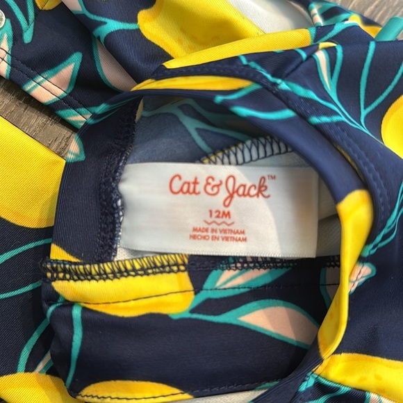 12m Lemon Blue Girls Rashguard Bathing Suit - Picture 3 of 4